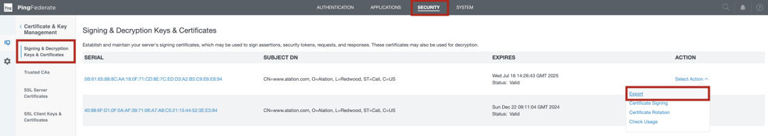 Configuration in PingFederate — Alation User Guide